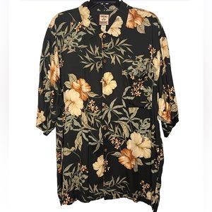 Tommy Bahama Mens Tropical tropical print silk button down shirt size XL